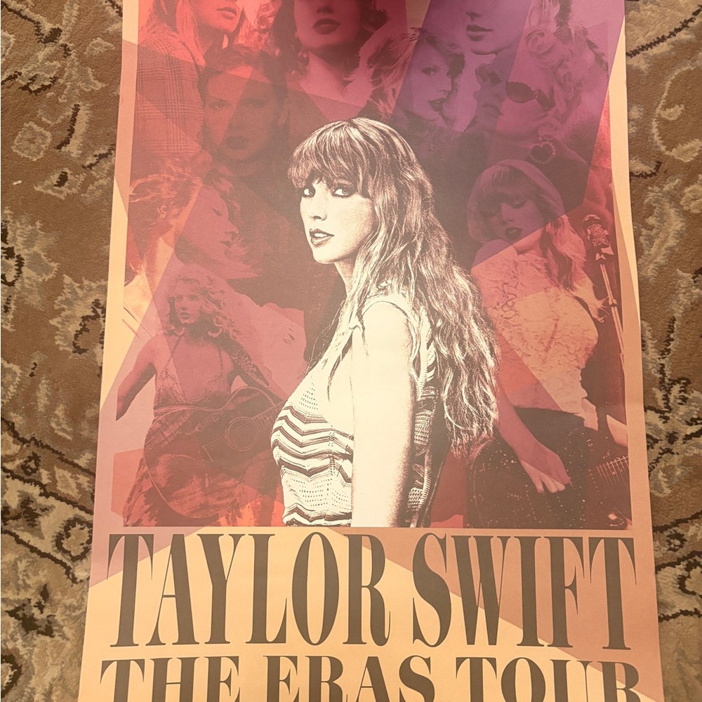 Taylor Swift Pink & Peach Eras Tour Collage Poster